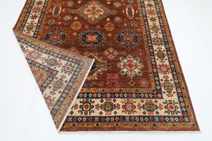 198 x 298 cm | Kazak Brown Oriental Area Rug Afghan Hand Knotted Veg Dye Wool carpet
