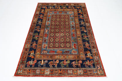142 x 197 cm | Pazyryk Afghan Tribal Hand Knotted Veg Dye Wool carpet