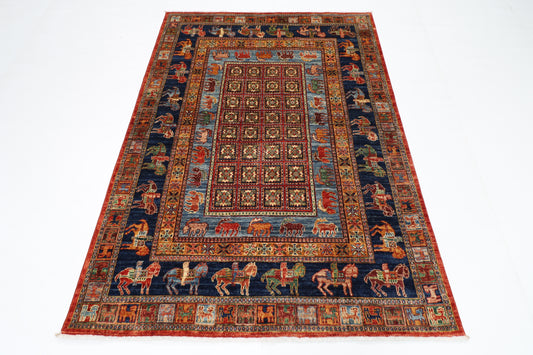 142 x 197 cm | Pazyryk Afghan Tribal Hand Knotted Veg Dye Wool carpet