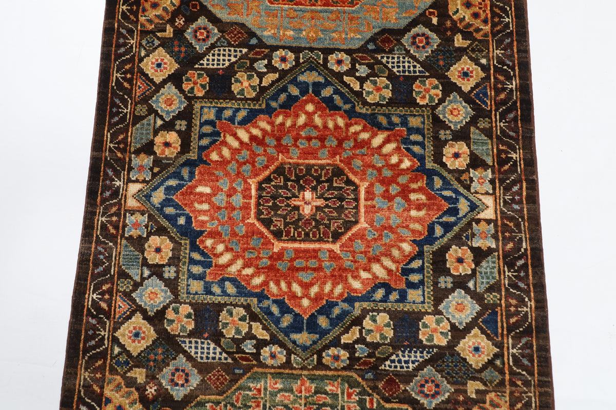 78 x 457 cm | Mamluk Runner Design Hand Knotted Veg Dye Wool Afghan Carpet