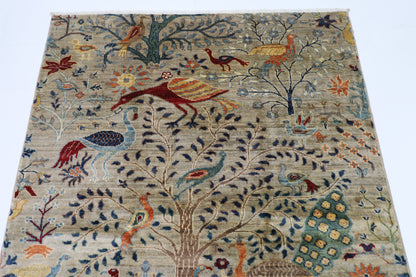 123 x 174 cm | Birds Afghan Tribal Hand Knotted Veg Dye Wool carpet
