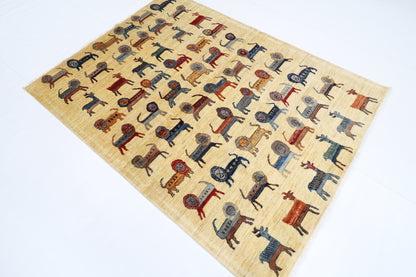 152 x 202 cm | Animal Afghan Tribal Hand Knotted Veg Dye Wool carpet