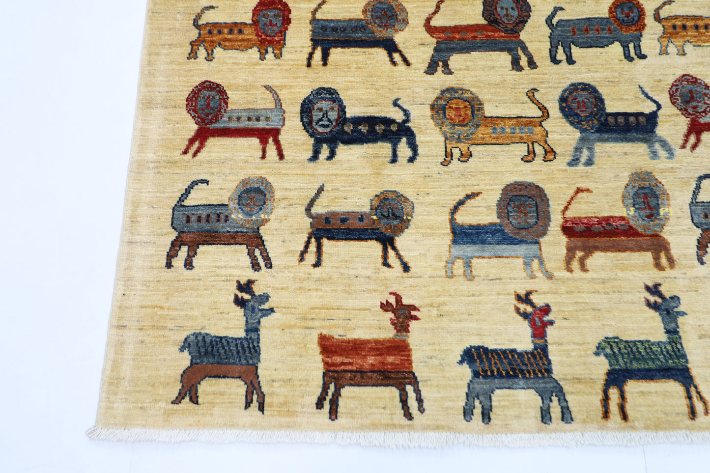 152 x 202 cm | Animal Afghan Tribal Hand Knotted Veg Dye Wool carpet