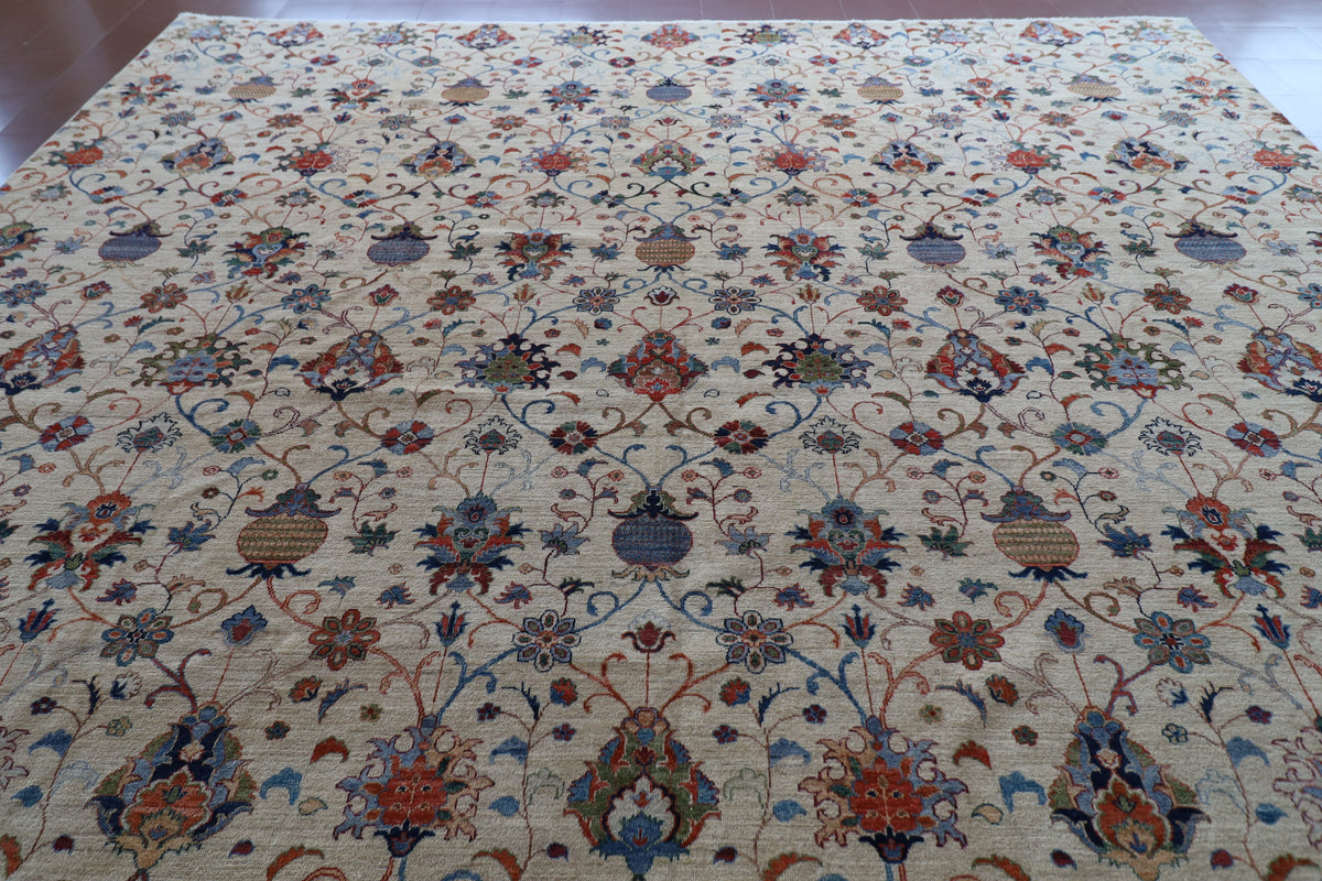 418 x 696 cm | Large Sultani Design Hand Knotted Wool Afghan Carpet