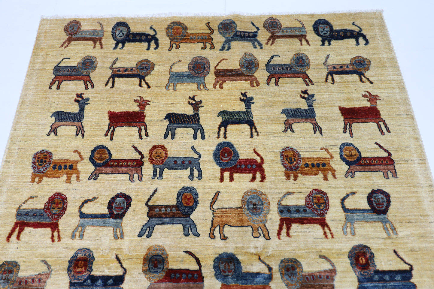 152 x 202 cm | Animal Afghan Tribal Hand Knotted Veg Dye Wool carpet