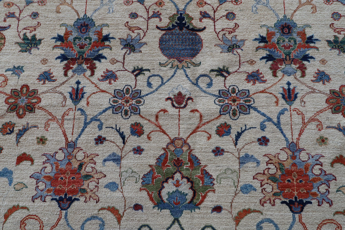 418 x 696 cm | Large Sultani Design Hand Knotted Wool Afghan Carpet