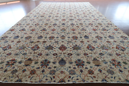 418 x 696 cm | Large Sultani Design Hand Knotted Wool Afghan Carpet