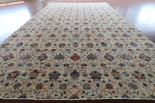 418 x 696 cm | Large Sultani Design Hand Knotted Wool Afghan Carpet