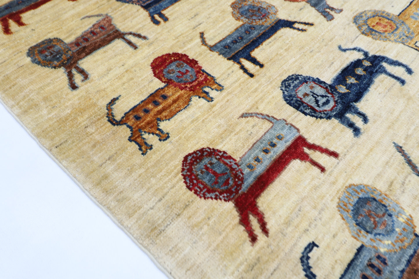 152 x 202 cm | Animal Afghan Tribal Hand Knotted Veg Dye Wool carpet