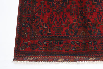 151 x 210 cm | Geometric Red Oriental Area Rug Afghan Hand Knotted Wool carpet