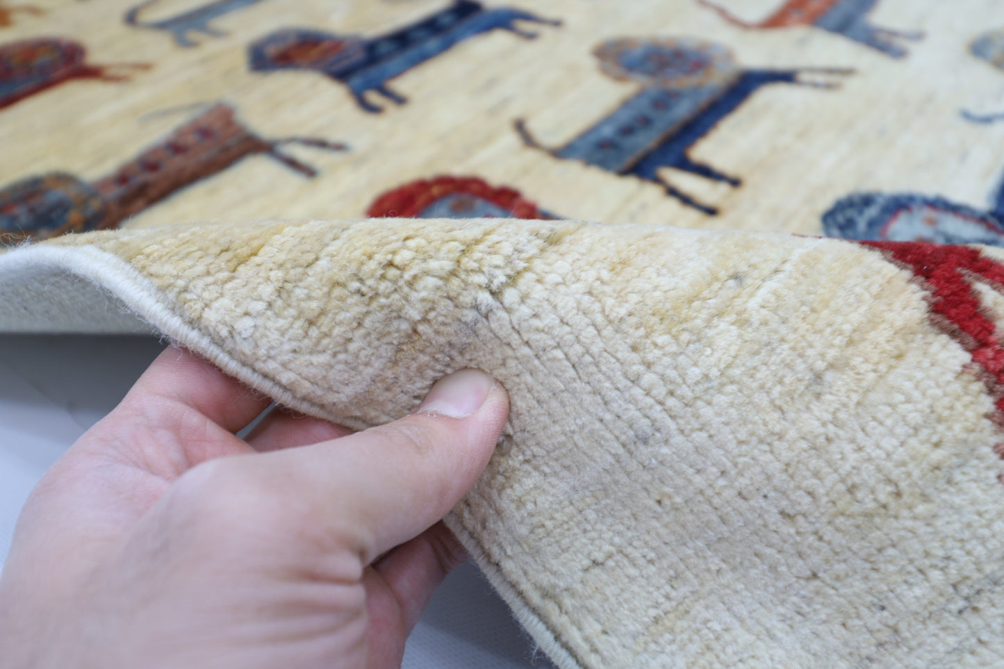 152 x 202 cm | Animal Afghan Tribal Hand Knotted Veg Dye Wool carpet