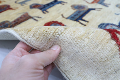 152 x 202 cm | Animal Afghan Tribal Hand Knotted Veg Dye Wool carpet