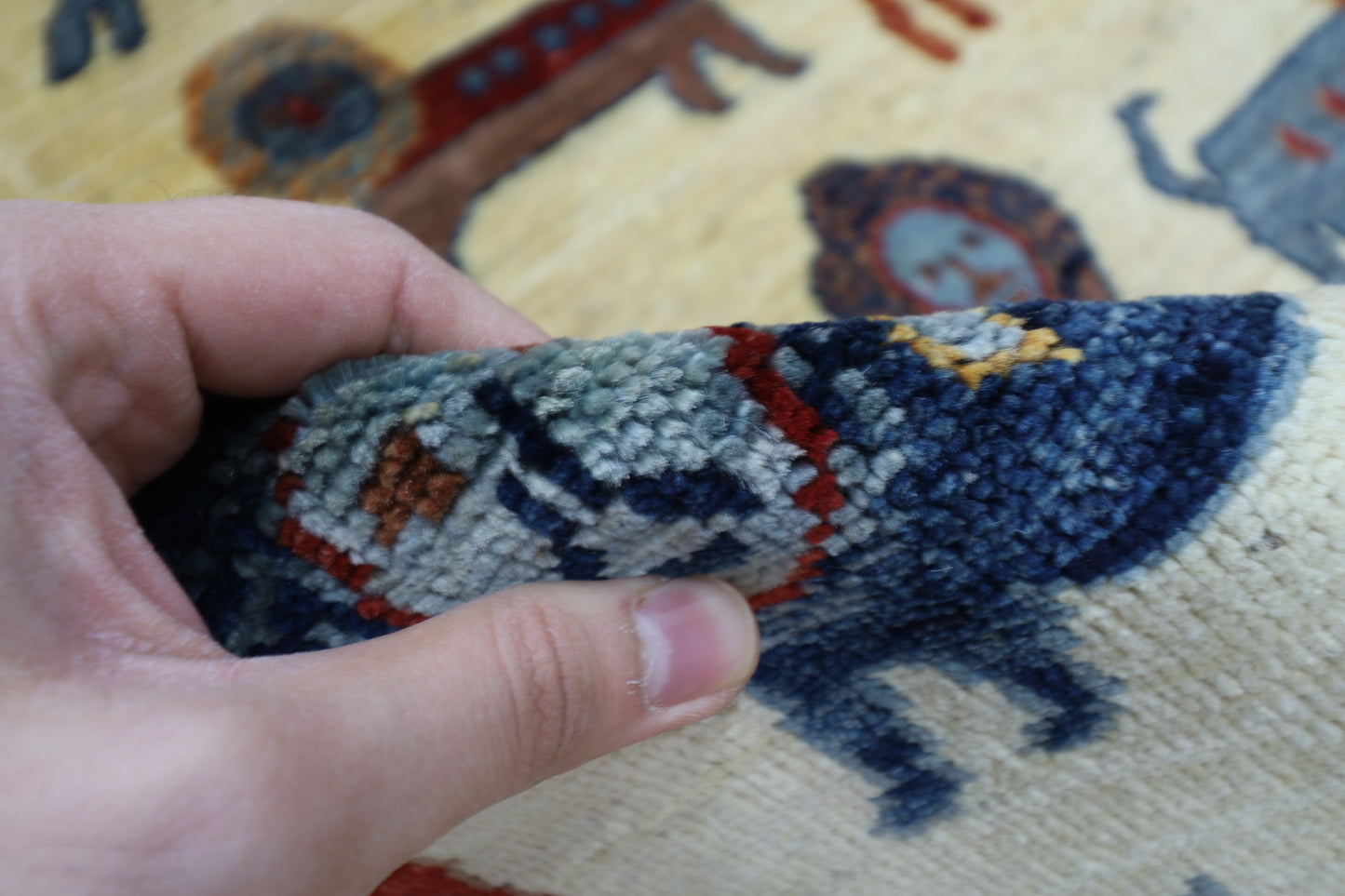 152 x 202 cm | Animal Afghan Tribal Hand Knotted Veg Dye Wool carpet