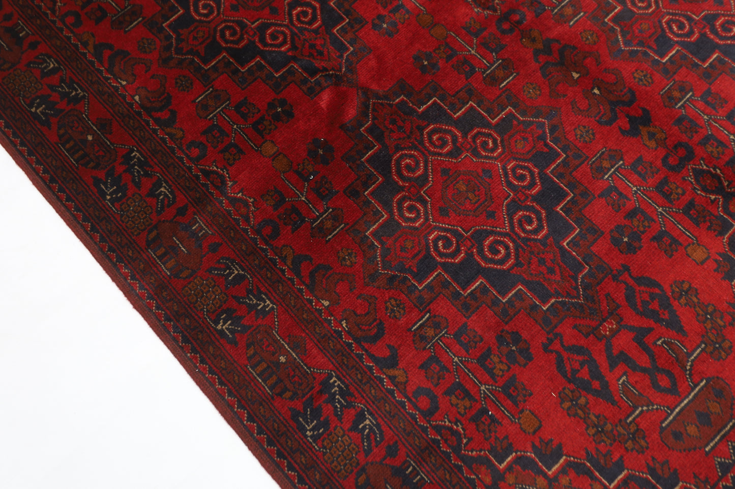 151 x 210 cm | Geometric Red Oriental Area Rug Afghan Hand Knotted Wool carpet