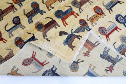 152 x 202 cm | Animal Afghan Tribal Hand Knotted Veg Dye Wool carpet