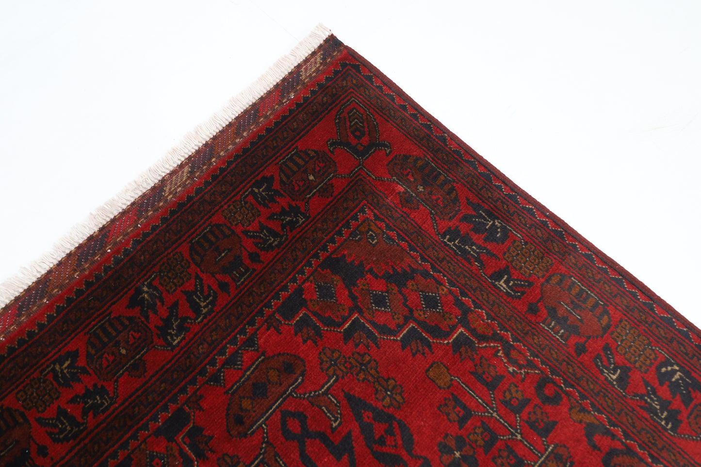 151 x 210 cm | Geometric Red Oriental Area Rug Afghan Hand Knotted Wool carpet