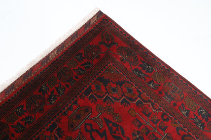 151 x 210 cm | Geometric Red Oriental Area Rug Afghan Hand Knotted Wool carpet
