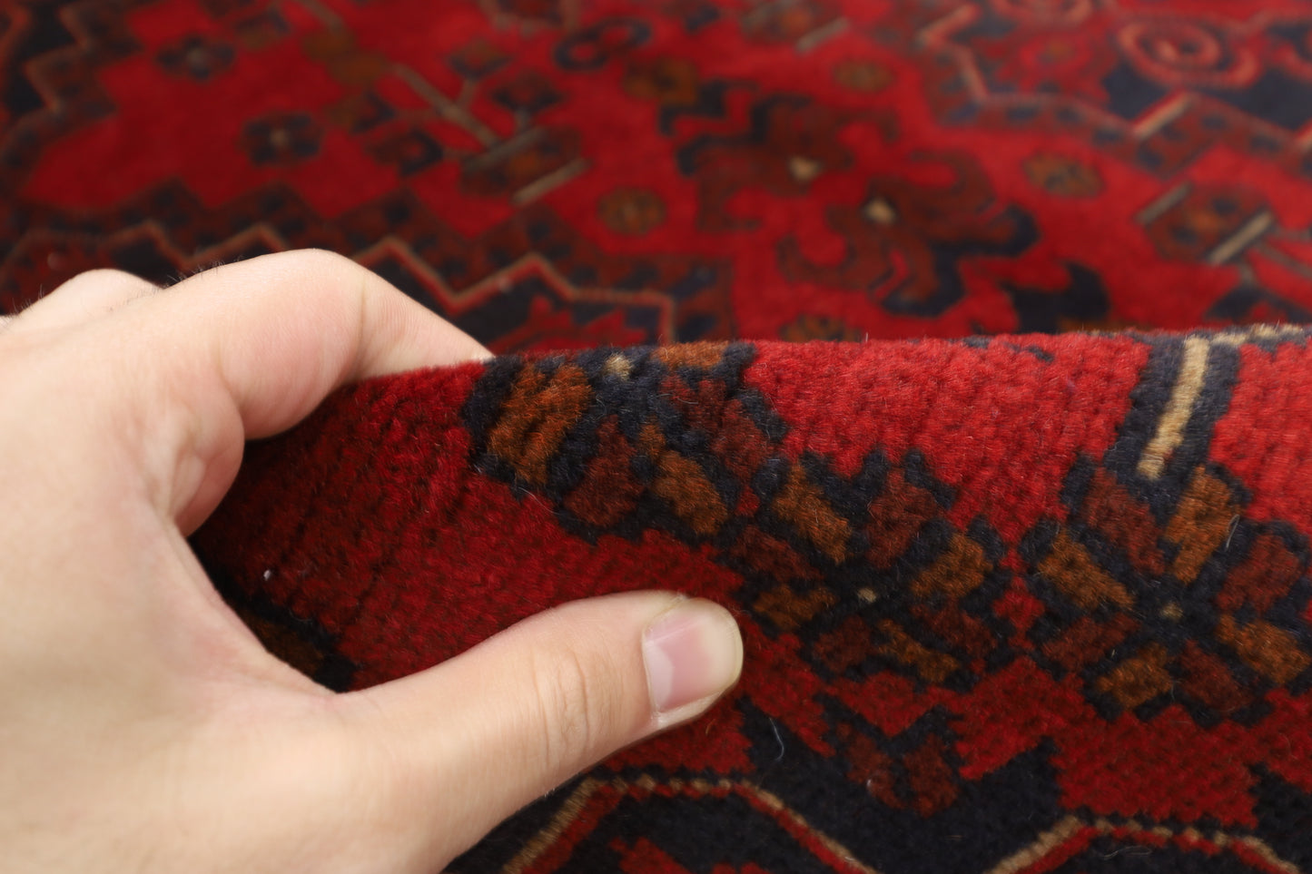 151 x 210 cm | Geometric Red Oriental Area Rug Afghan Hand Knotted Wool carpet