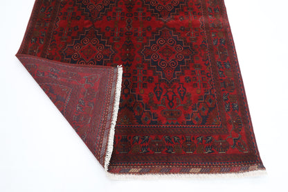 151 x 210 cm | Geometric Red Oriental Area Rug Afghan Hand Knotted Wool carpet