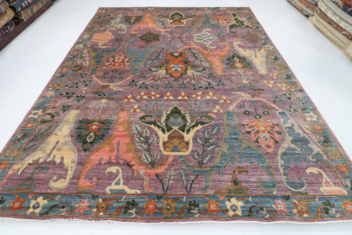 245 x 301 cm | Alfombra afgana de lana teñida con vegetales anudada a mano diseño Kawros