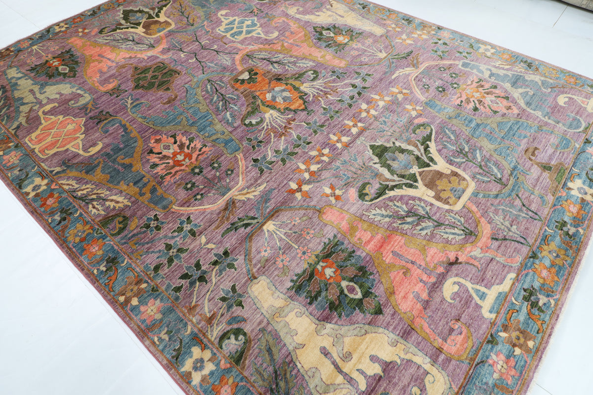 245 x 301 cm | Alfombra afgana de lana teñida con vegetales anudada a mano diseño Kawros
