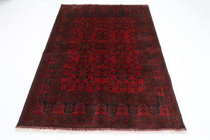 154 x 201 cm | Bokhara Red Oriental Area Rug Afghan Hand Knotted Wool carpet