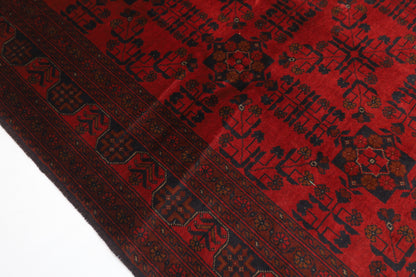 154 x 201 cm | Bokhara Red Oriental Area Rug Afghan Hand Knotted Wool carpet