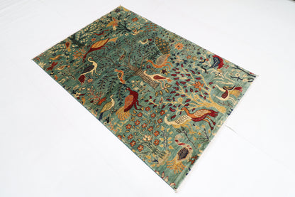 124 x 179 cm | Birds Afghan Tribal Hand Knotted Veg Dye Wool carpet