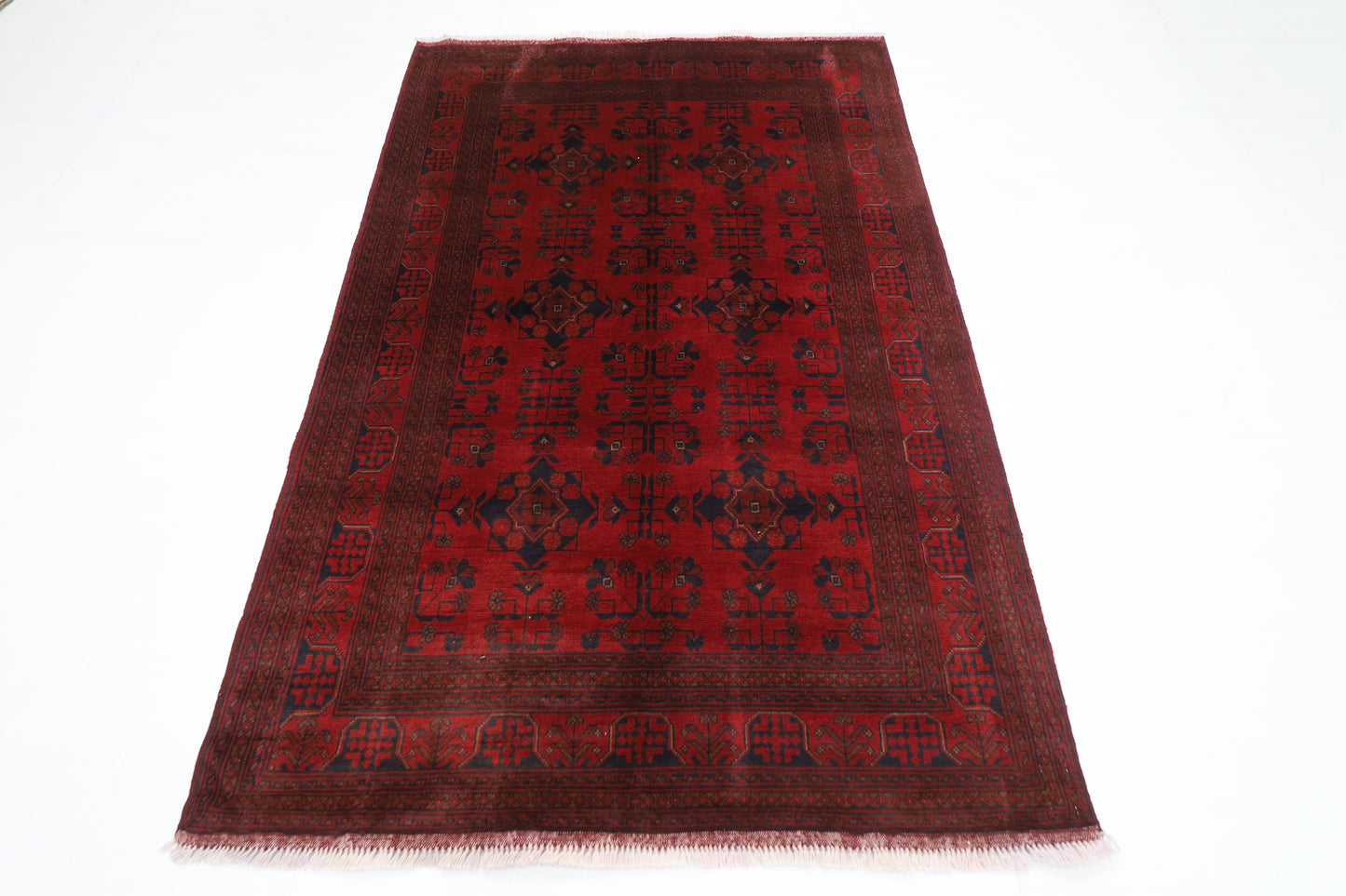 130 x 201 cm | Bokhara Red Oriental Area Rug Afghan Hand Knotted Wool carpet