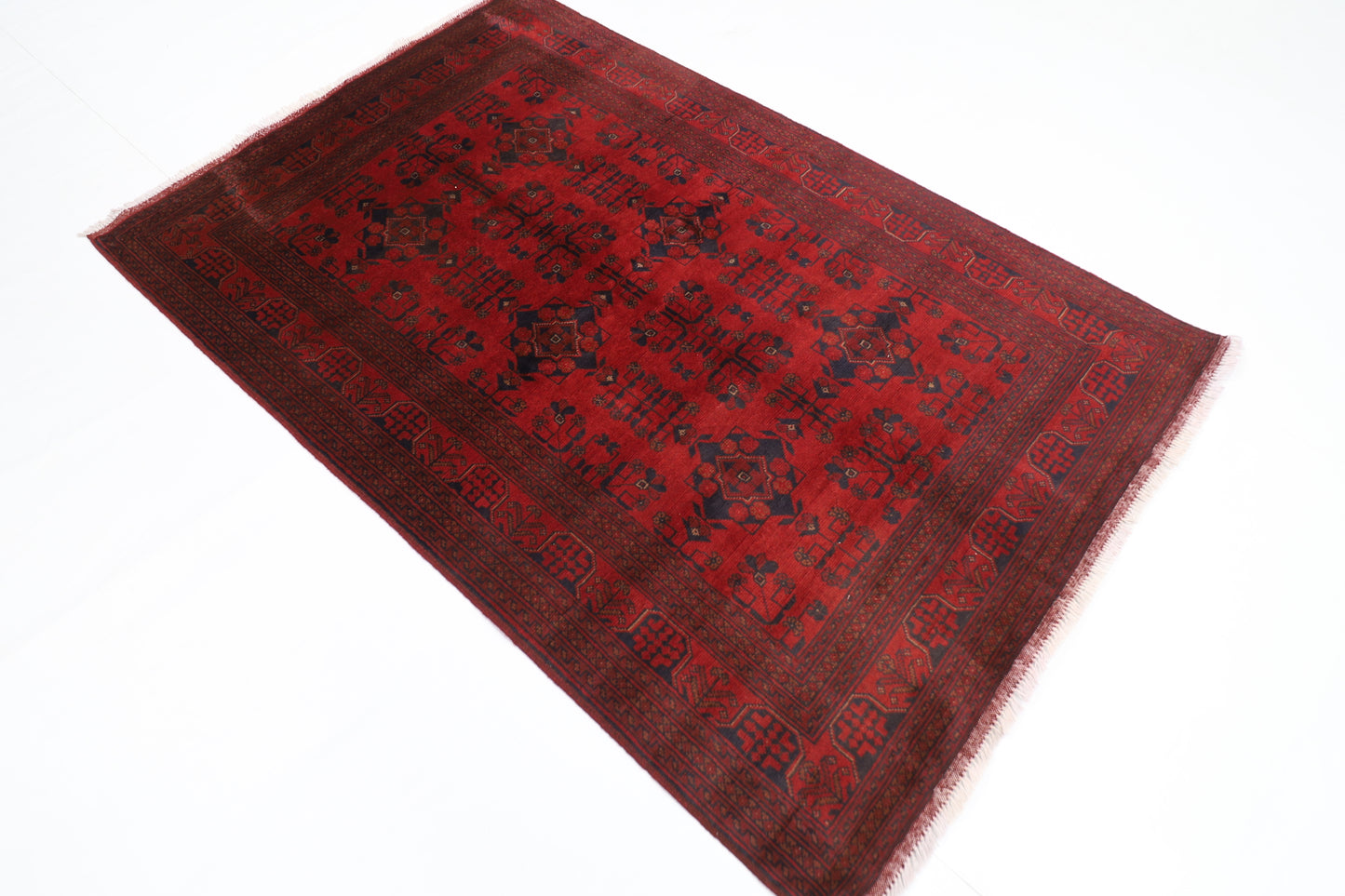 130 x 201 cm | Bokhara Red Oriental Area Rug Afghan Hand Knotted Wool carpet