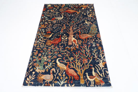 116 x 175 cm | Birds Afghan Tribal Hand Knotted Veg Dye Wool carpet