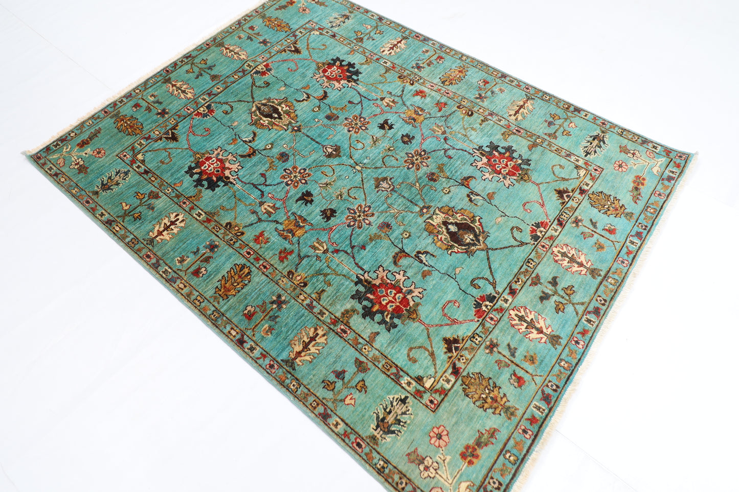 151 x 195 cm | Sultani Oriental Area Rug Afghan Hand Knotted Veg Dye Wool carpet