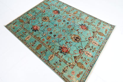 151 x 195 cm | Sultani Oriental Area Rug Afghan Hand Knotted Veg Dye Wool carpet
