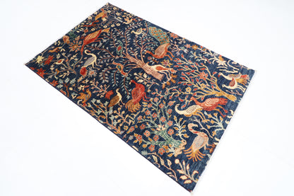 116 x 175 cm | Birds Afghan Tribal Hand Knotted Veg Dye Wool carpet