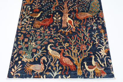 116 x 175 cm | Birds Afghan Tribal Hand Knotted Veg Dye Wool carpet