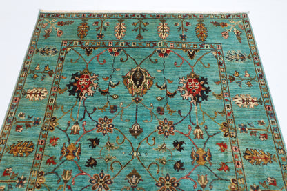 151 x 195 cm | Sultani Oriental Area Rug Afghan Hand Knotted Veg Dye Wool carpet