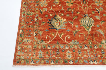 184 x 263 cm | Sultani Orange Oriental Area Rug Afghan Hand Knotted Veg Dye Wool carpet