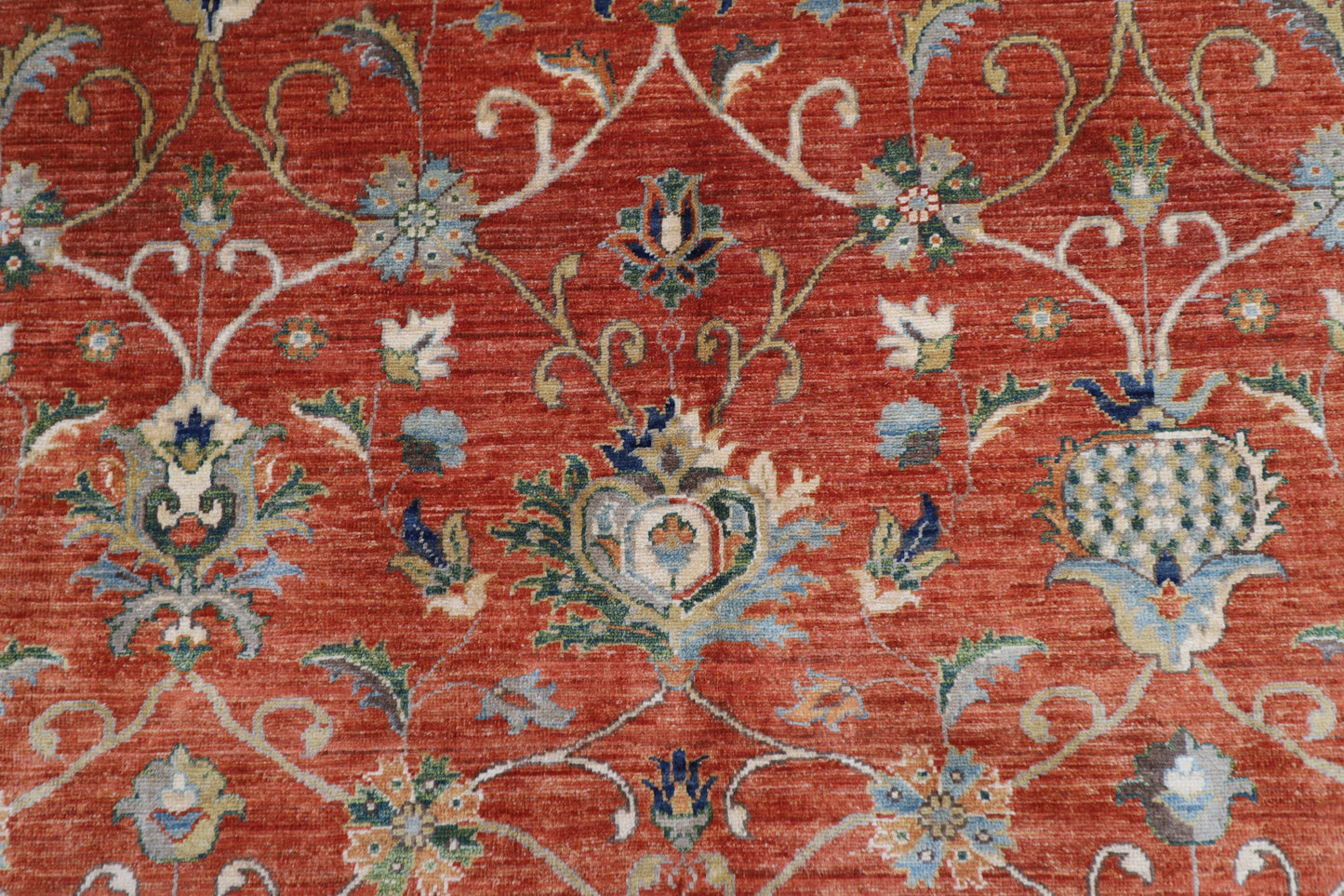184 x 263 cm | Sultani Orange Oriental Area Rug Afghan Hand Knotted Veg Dye Wool carpet