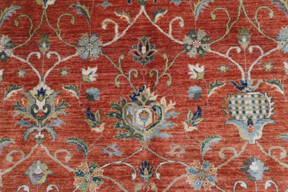 184 x 263 cm | Sultani Orange Oriental Area Rug Afghan Hand Knotted Veg Dye Wool carpet