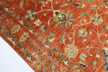 184 x 263 cm | Sultani Orange Oriental Area Rug Afghan Hand Knotted Veg Dye Wool carpet