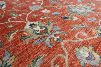 184 x 263 cm | Sultani Orange Oriental Area Rug Afghan Hand Knotted Veg Dye Wool carpet