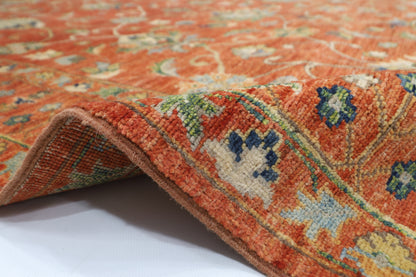 184 x 263 cm | Sultani Orange Oriental Area Rug Afghan Hand Knotted Veg Dye Wool carpet
