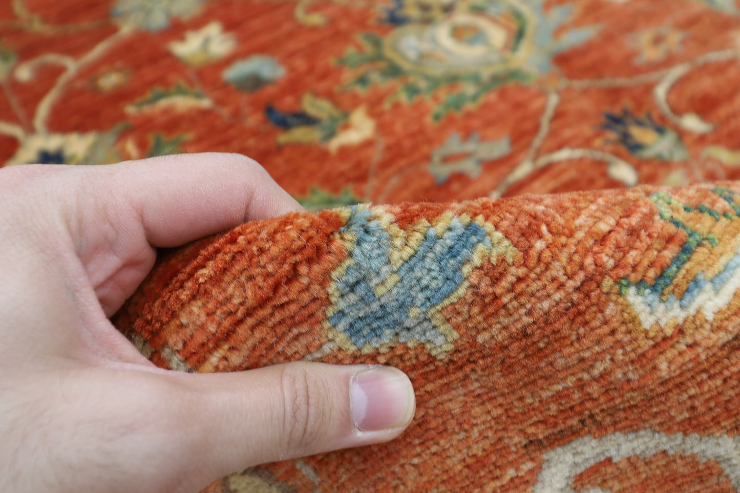 184 x 263 cm | Sultani Orange Oriental Area Rug Afghan Hand Knotted Veg Dye Wool carpet