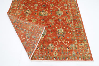 184 x 263 cm | Sultani Orange Oriental Area Rug Afghan Hand Knotted Veg Dye Wool carpet