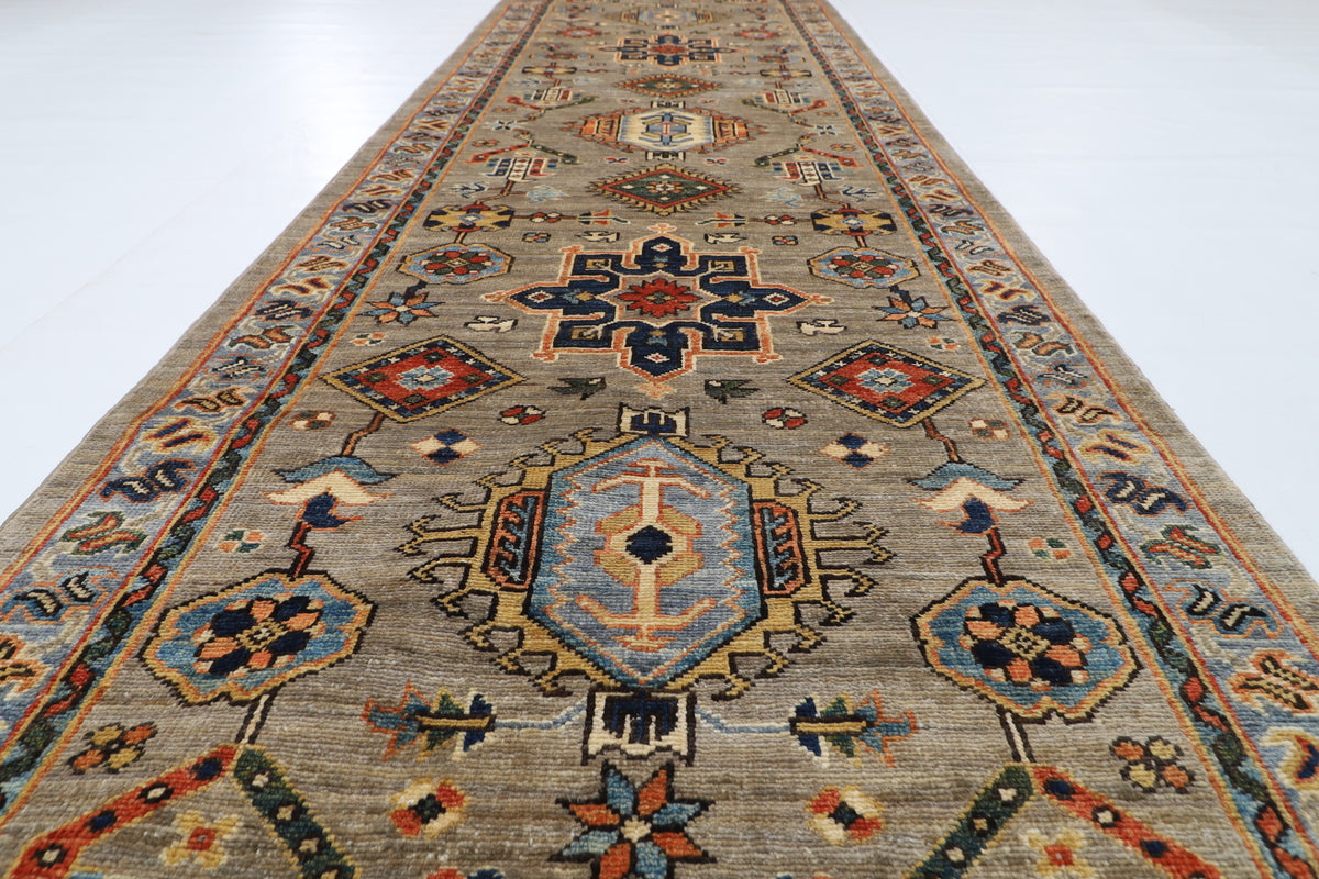 245 x 301 cm | Alfombra afgana de lana teñida con vegetales anudada a mano diseño Kawros