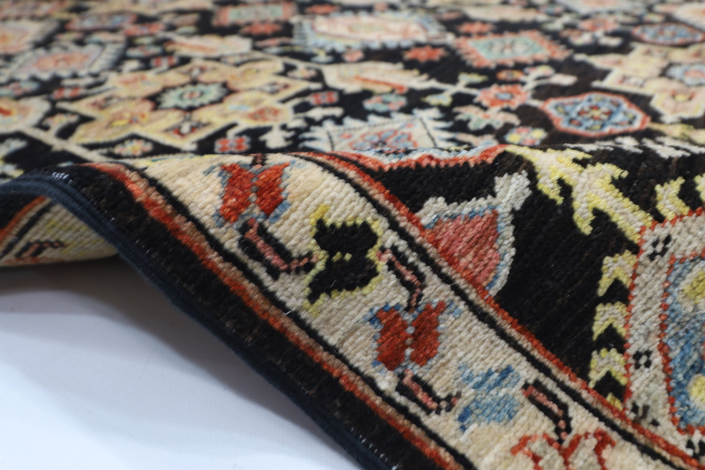 126 x 186 cm | Waziri Black Oriental Area Rug Afghan Hand Knotted Veg Dye Wool carpet