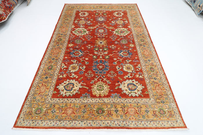 183 x 277 cm | Floral Oriental Area Rug Afghan Hand Knotted Veg Dye Wool carpet