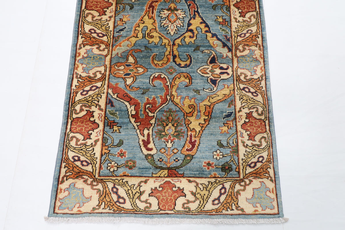 245 x 301 cm | Alfombra afgana de lana teñida con vegetales anudada a mano diseño Kawros