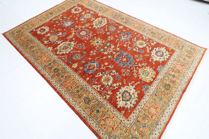 183 x 277 cm | Floral Oriental Area Rug Afghan Hand Knotted Veg Dye Wool carpet