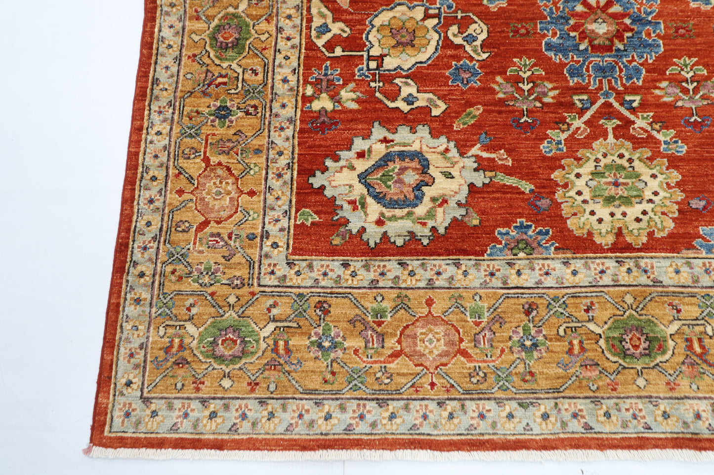 183 x 277 cm | Floral Oriental Area Rug Afghan Hand Knotted Veg Dye Wool carpet